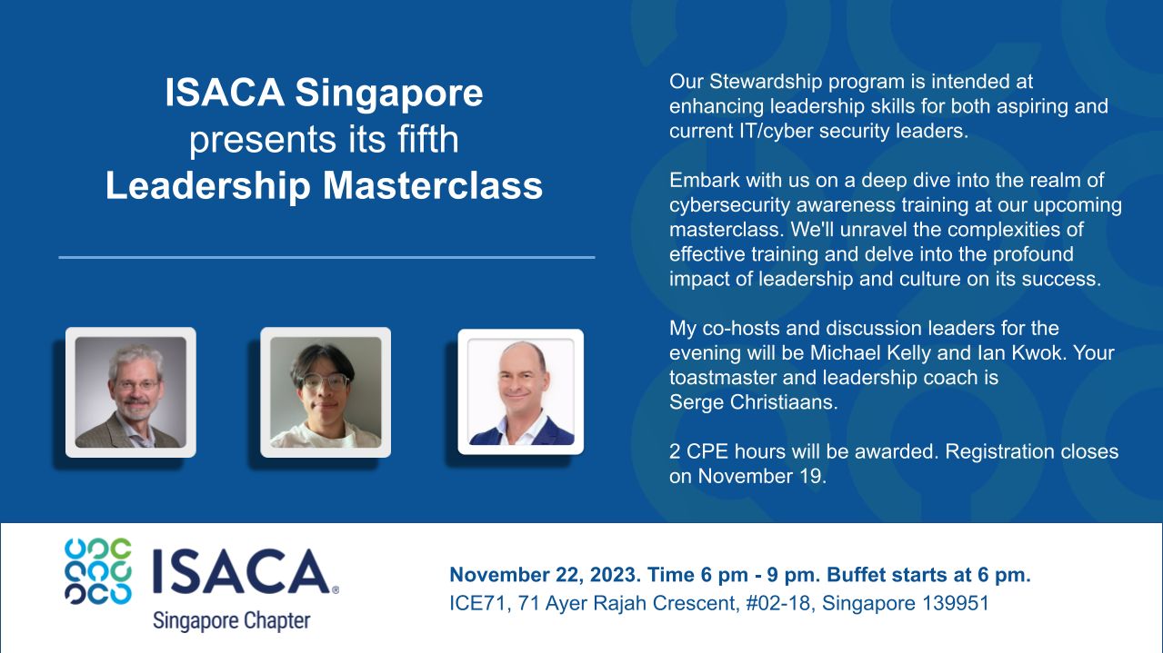 ISACA SG Stewardship Program (November 2023) - Singapore Chapter
