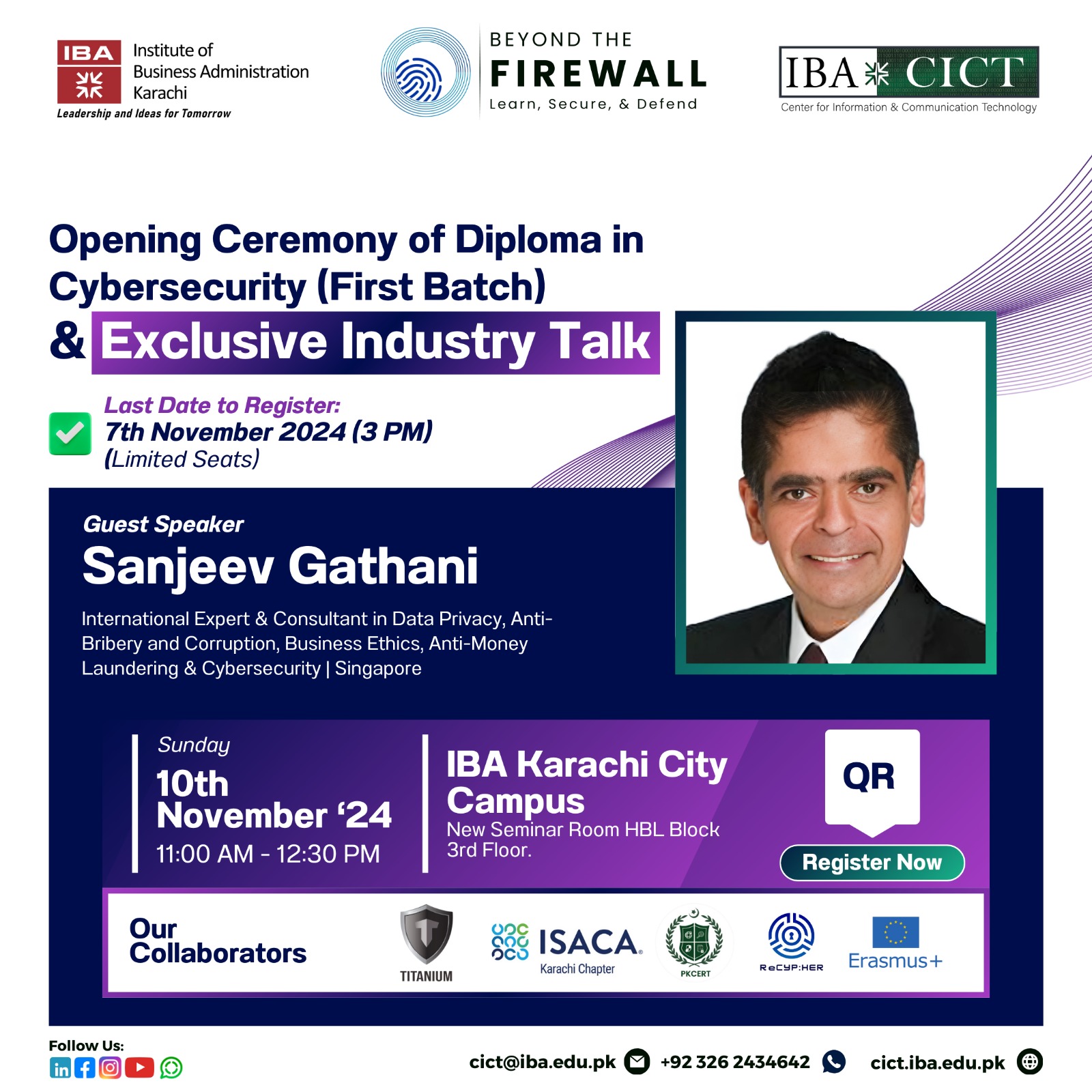 Exclusive Cybersecurity Talk at IBA Karachi by Sanjeev Gathani