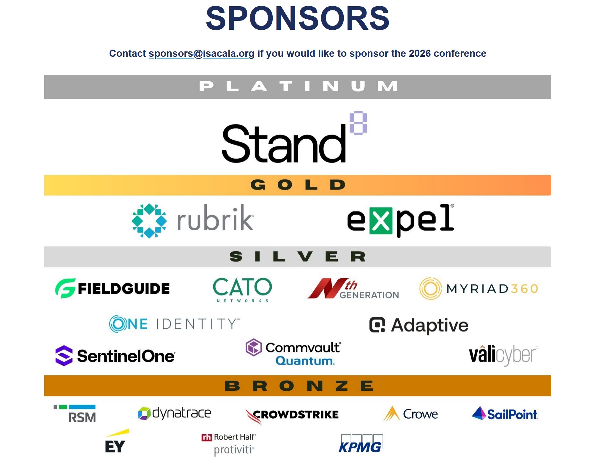 2026 ISACA LA Spring Conference Sponsors