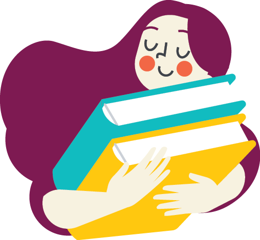 illustration of woman holding books
