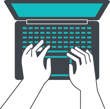 illustration of typing on a laptop