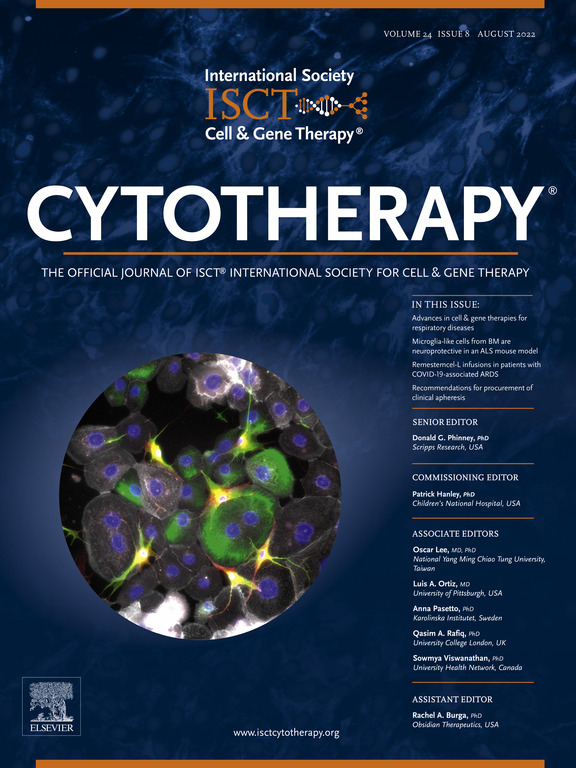 August 2022 Cytotherapy cover