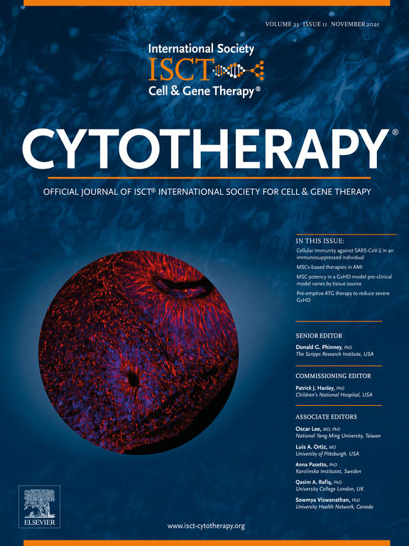 November 2021 Cytotherapy cover