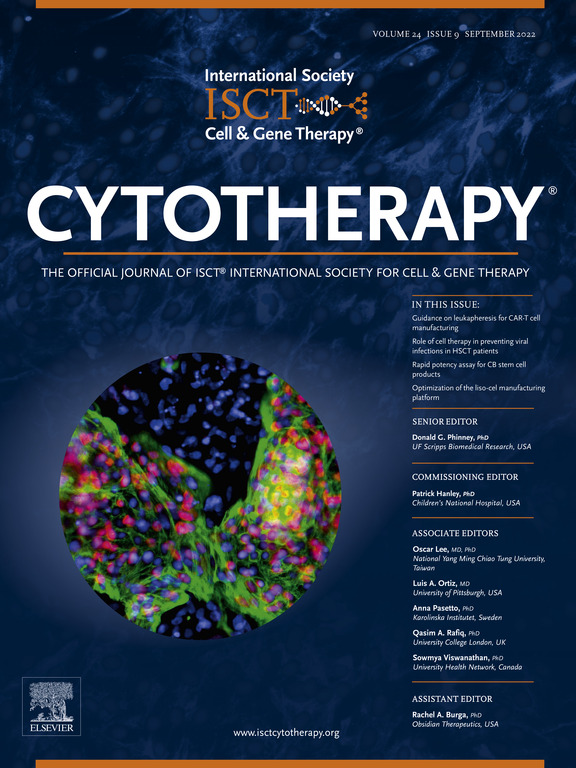 September 2022 Cytotherapy cover