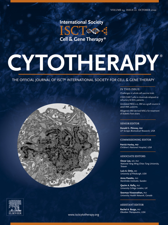 October 2022 Cytotherapy cover