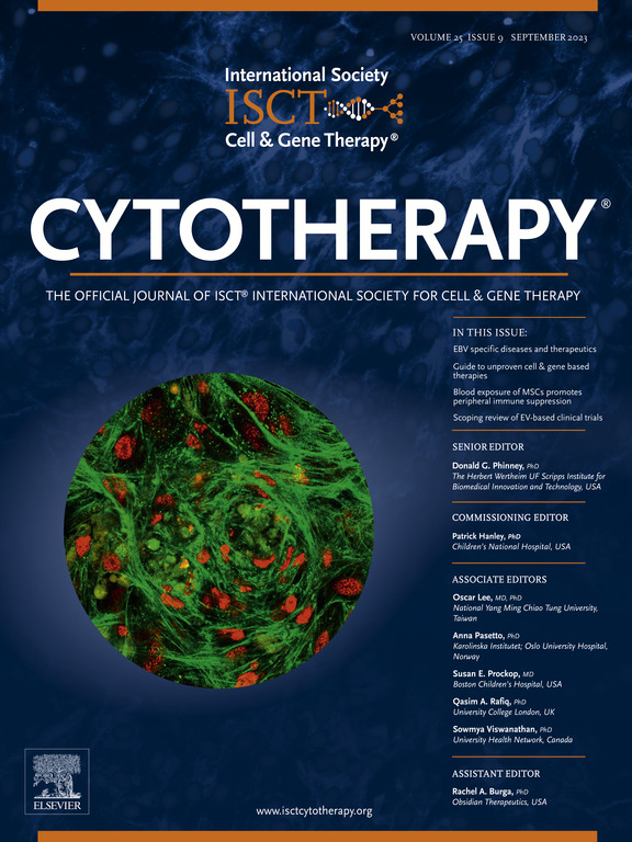 September 2023 Cytotherapy cover
