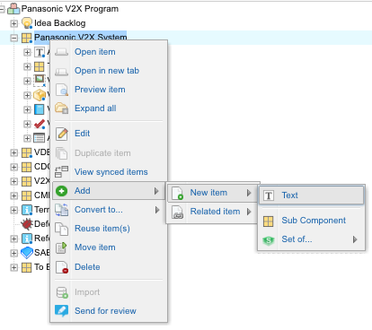 text item nested under component - no set required