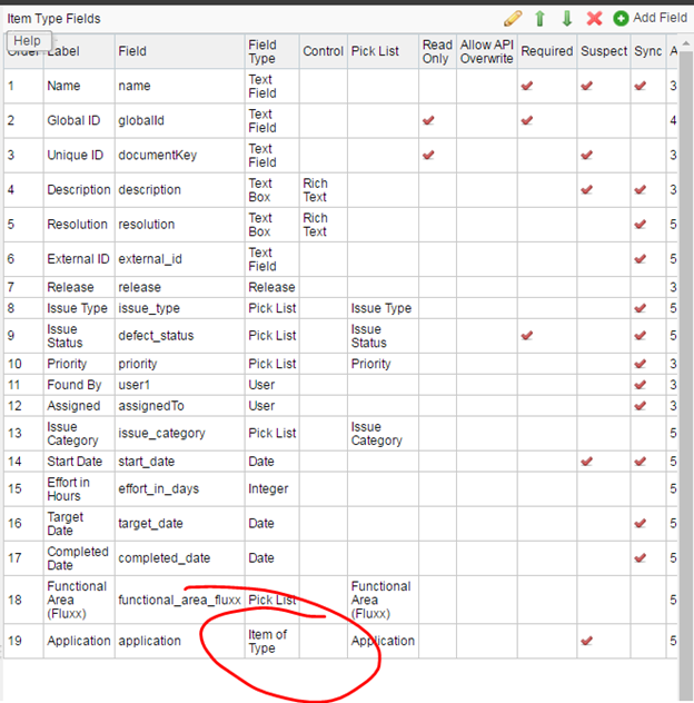 Item of Type field Applications is being used as Item of Type