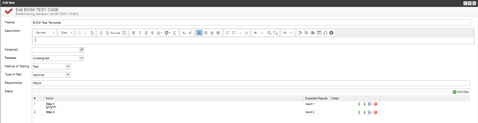 Steps in edit window
