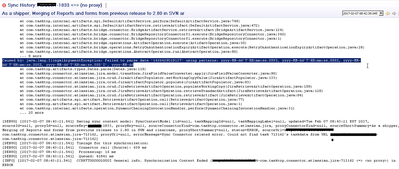sync error for All JIH project