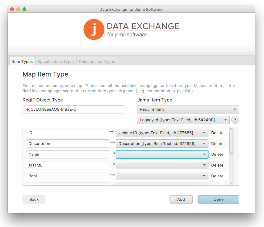 Map Item Type Map Item Type Screen