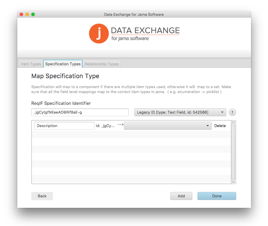 Map Specification Type Map Specification Type
