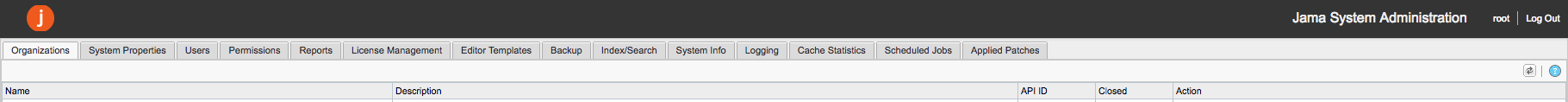 Jama Connect Root Panel Jama Connect Root Panel