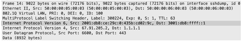 Figure 4: MAP-E Packet Capture