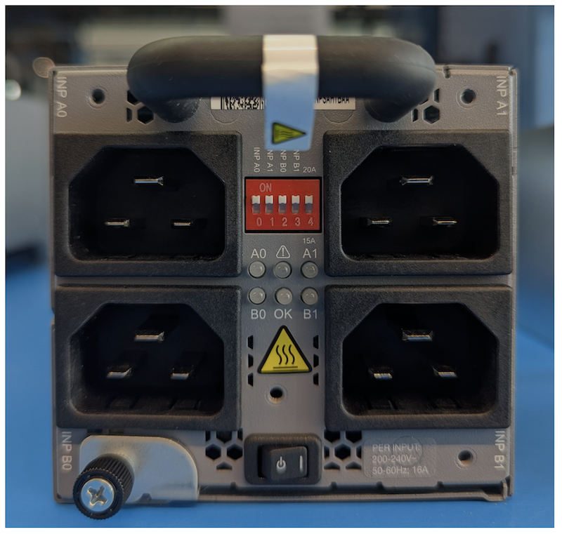 Figure 23: Front view of the PSM3 AC and the dipswitches