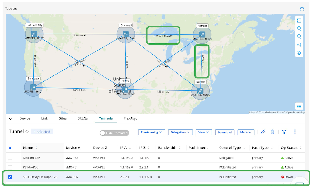 Figure 28 Delay-measurement and Tunnel Down in RD GUI