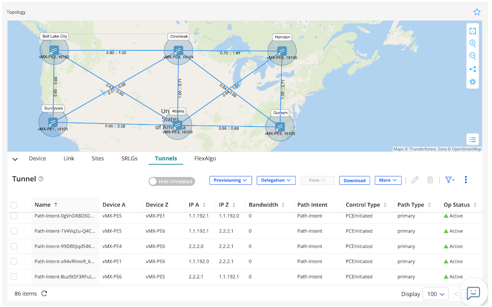 Figure 35 all SR-TE Tunnels Up