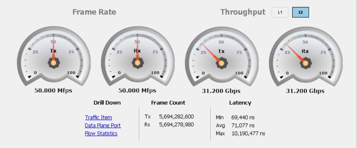 Figure 3 IXIA/Keysight IxNetwork summary capture