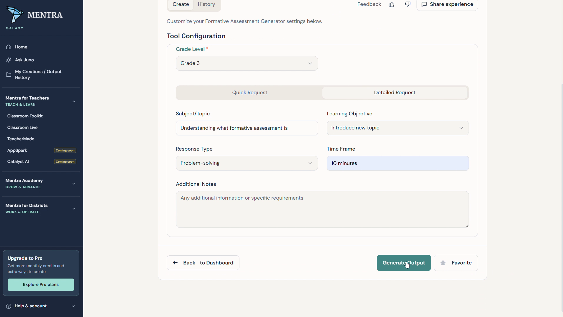 Mentra complete assessment details screen