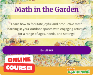 Ad for Math in the Garden Course with a button to enroll and short description of the course