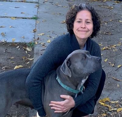 Allison Cardona and black and grey doggo