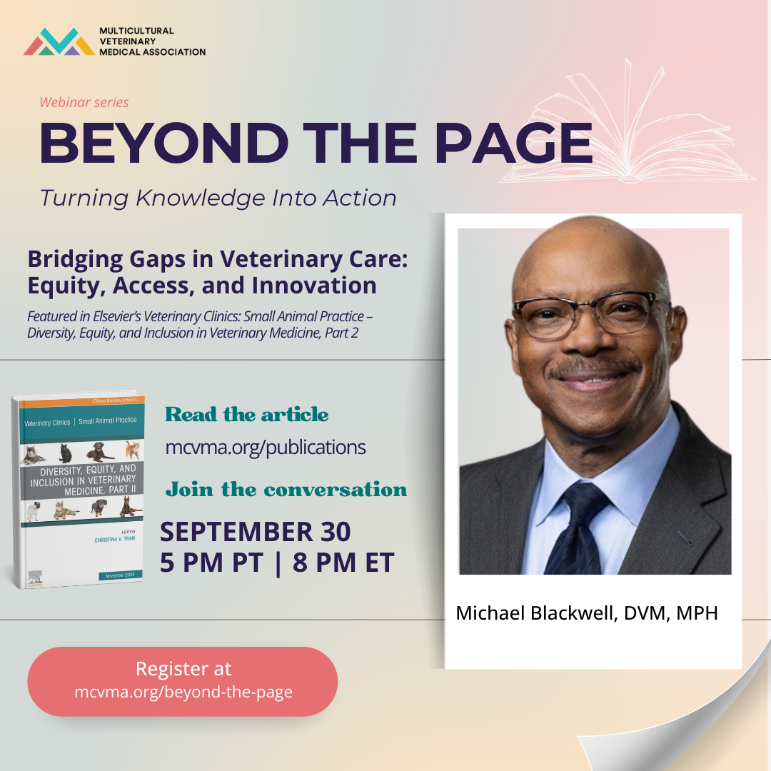 Ad for the MCVMA's Beyond the Page webinar on September 30 at 5pm PT Featuring Dr. Michael J. Blackwell