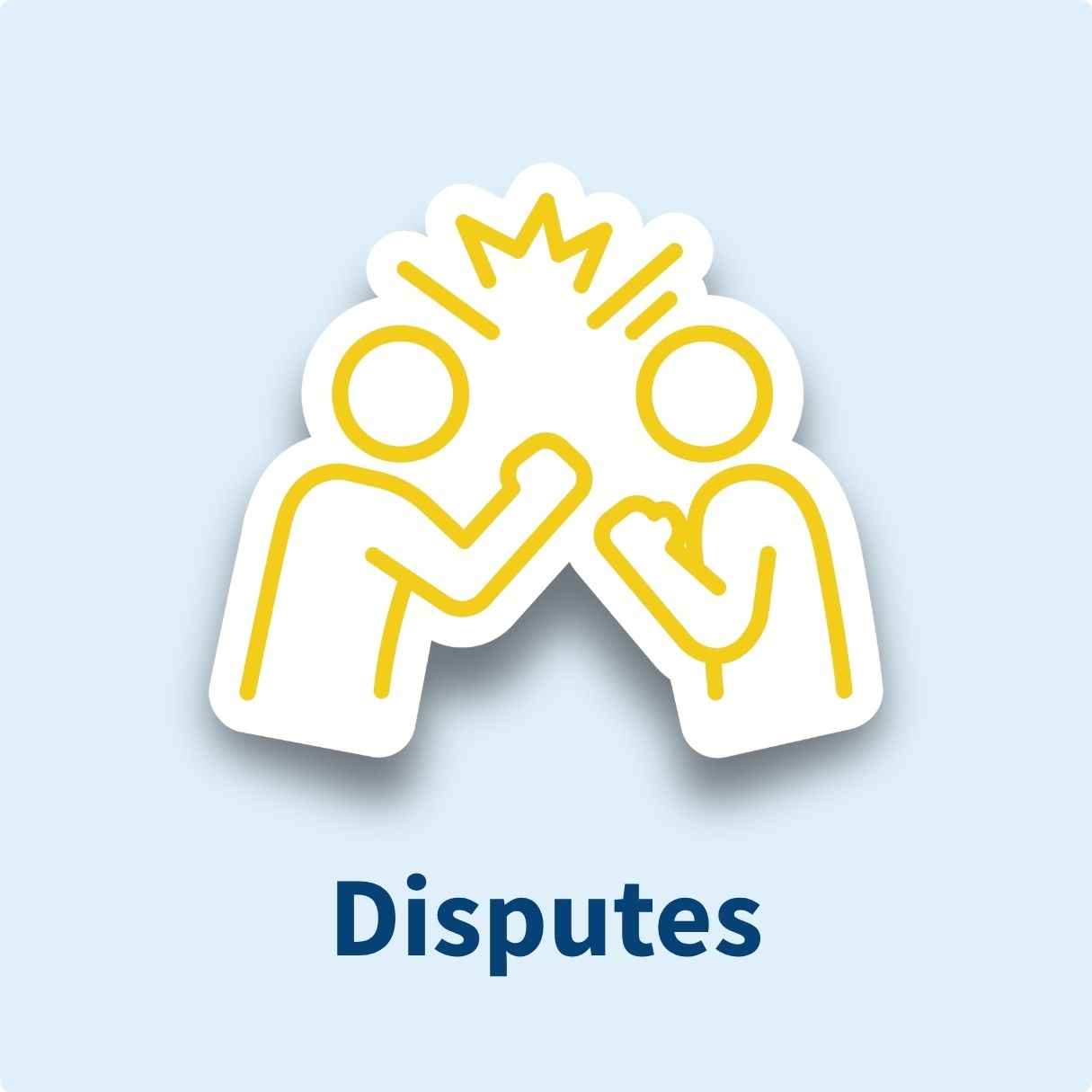 Blue box with a yellow and white icon that indicates a fight between two parties