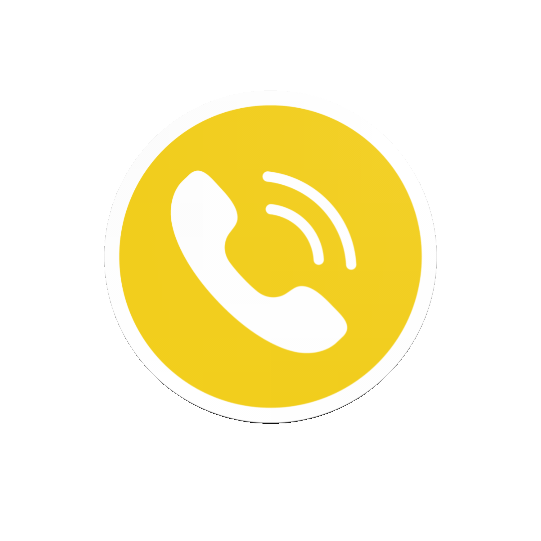 A yellow button with an icon of a white phone that moves around slightly on the page