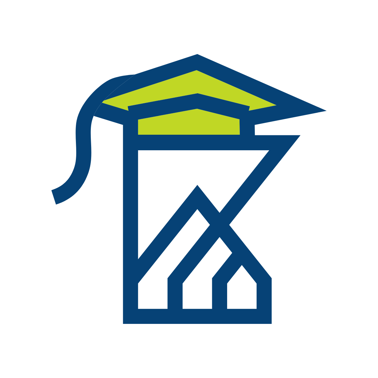 MNR Academy logo in a dark navy blue featuring a green accent graduate cap