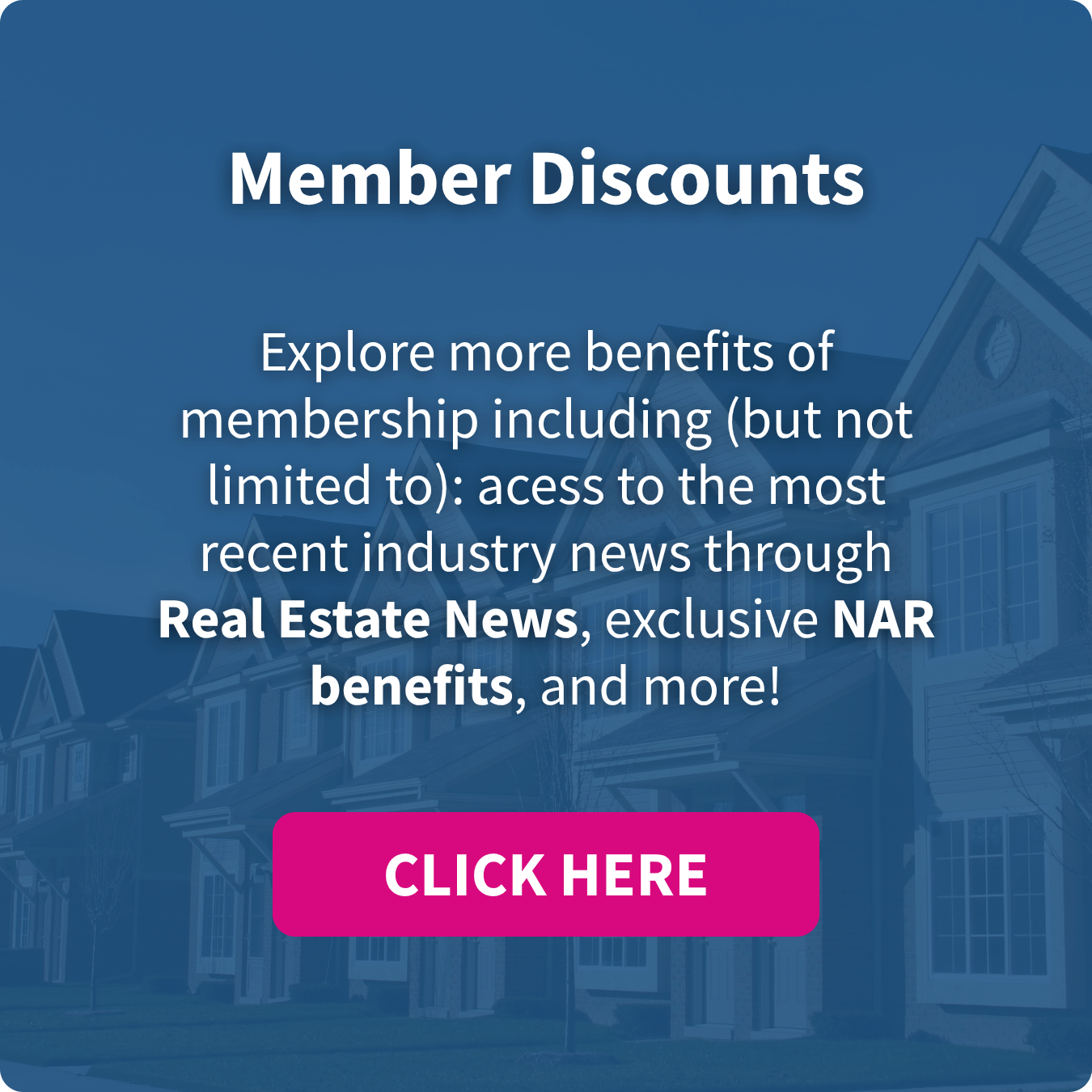 Photo featuring the Member Benefits language and a pink button with white text