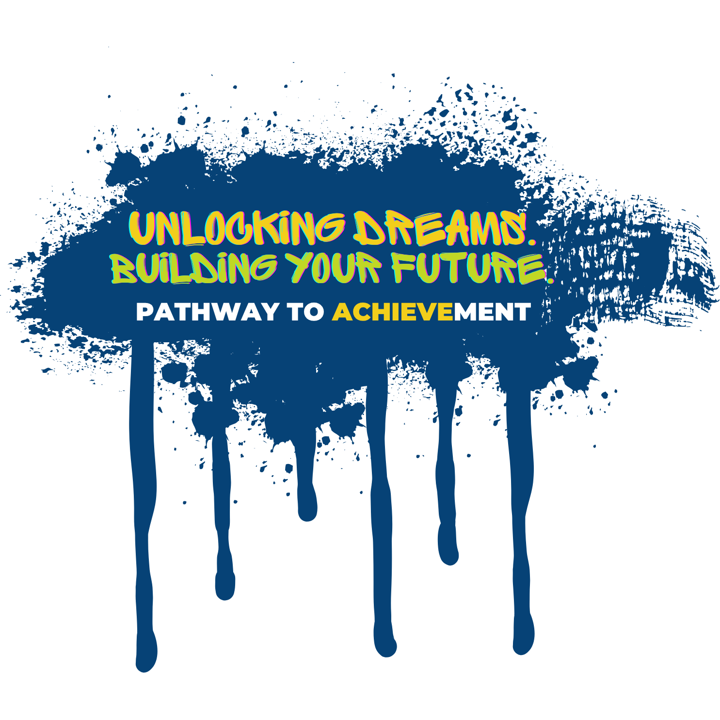 Pathway to achievement program graphic featuring a grafittied background