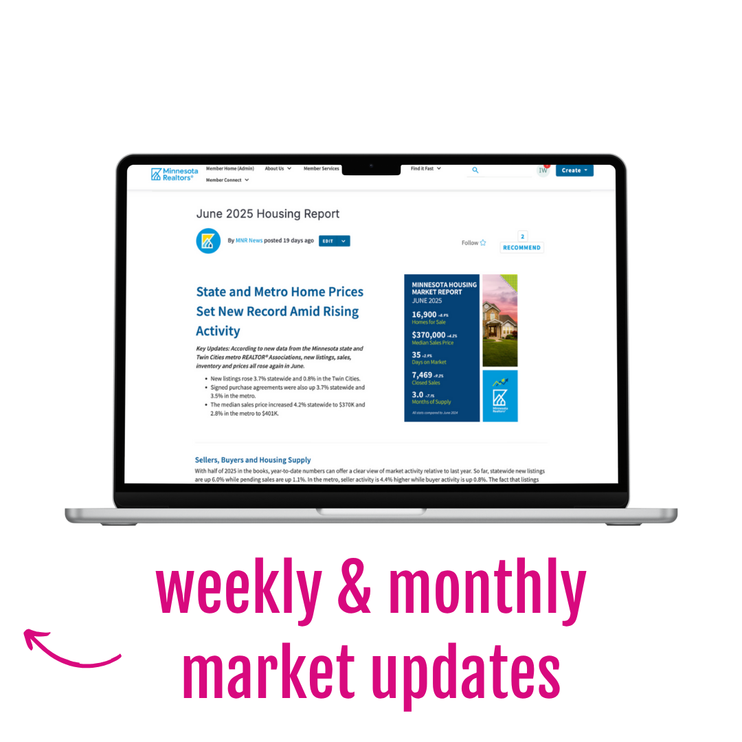 mockup of a computer showing a monthly data housing market report minnesota