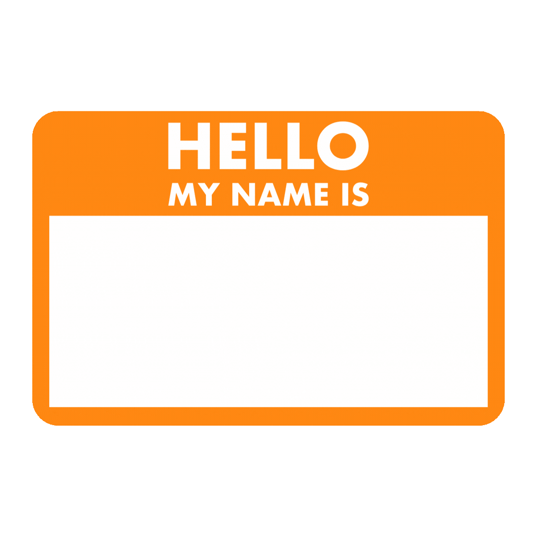 An orange name tag gif that reads "Coming soon!"