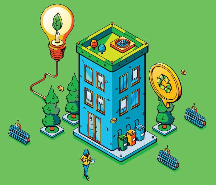 illustration of energy efficient building