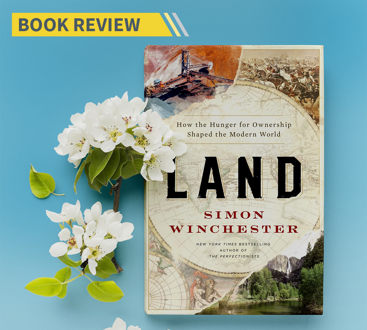 Book Review: Land Land book + flowers
