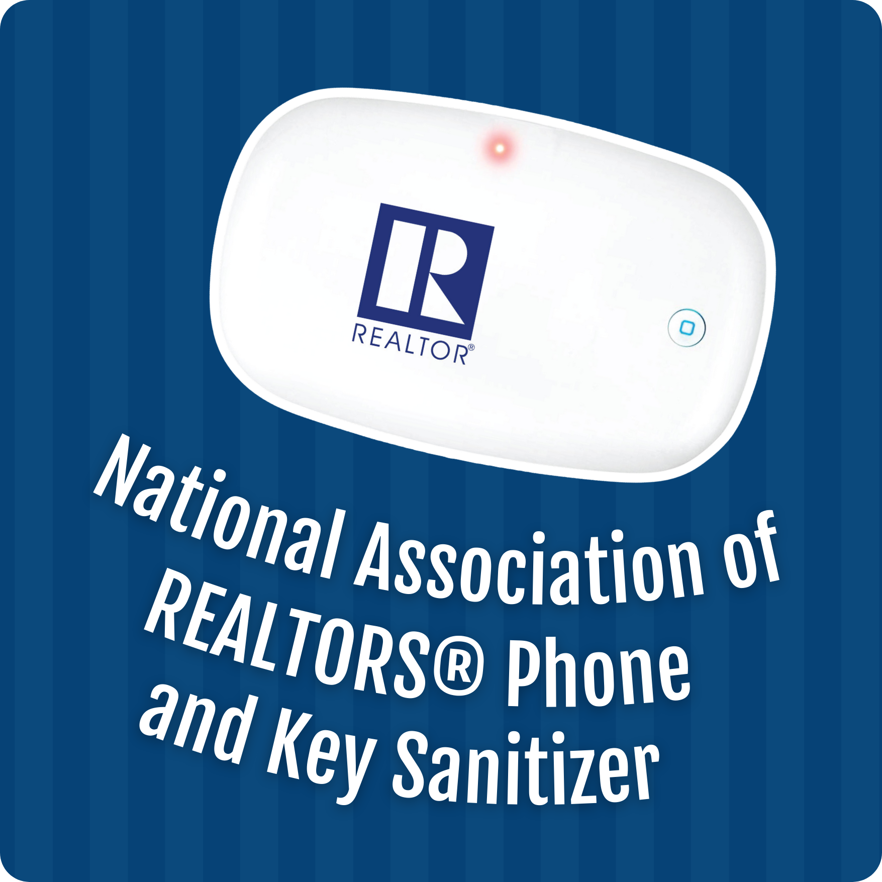 image of a white phone and key sanitizer over a blue lined background
