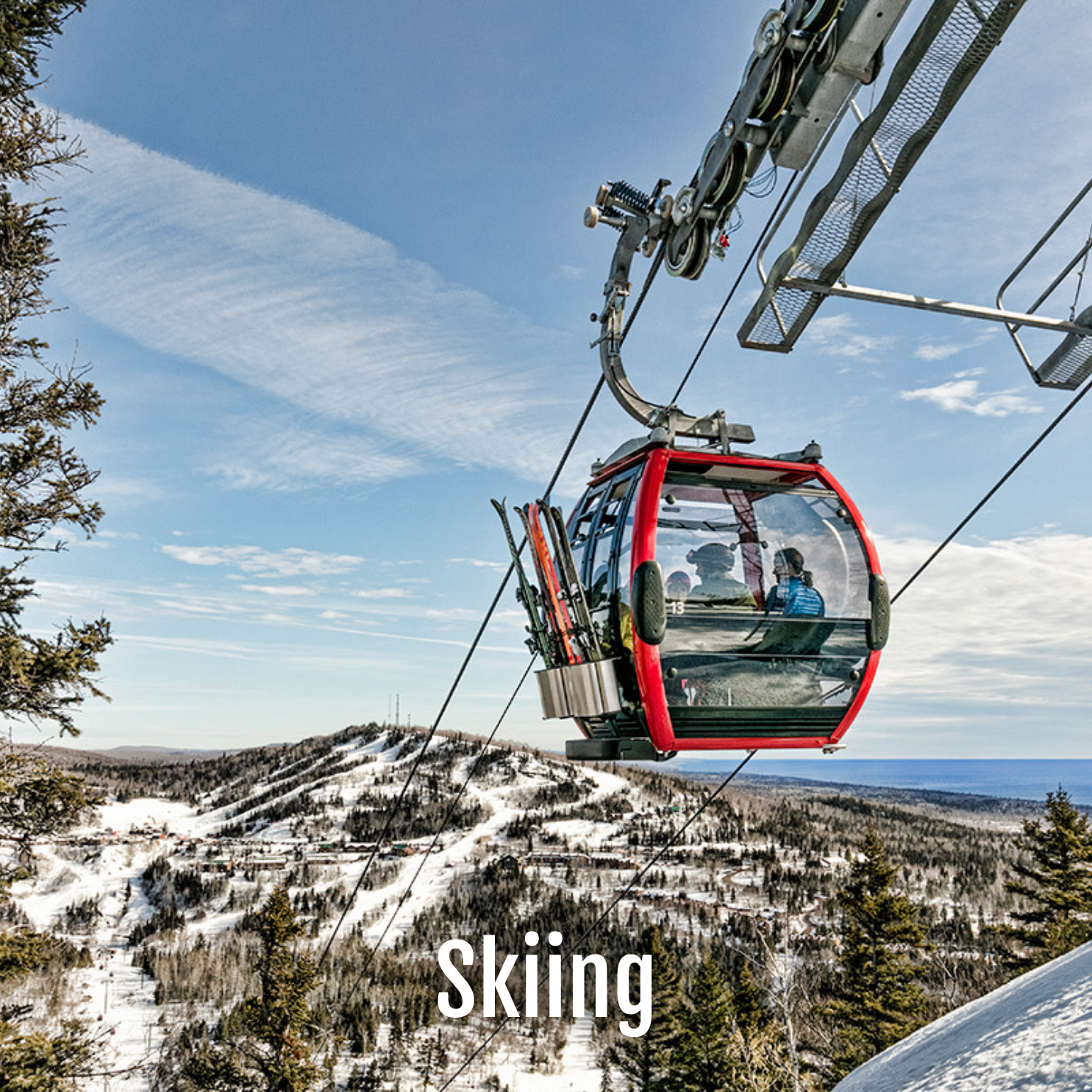 Image of a red ski lift in Lusten Minnesota