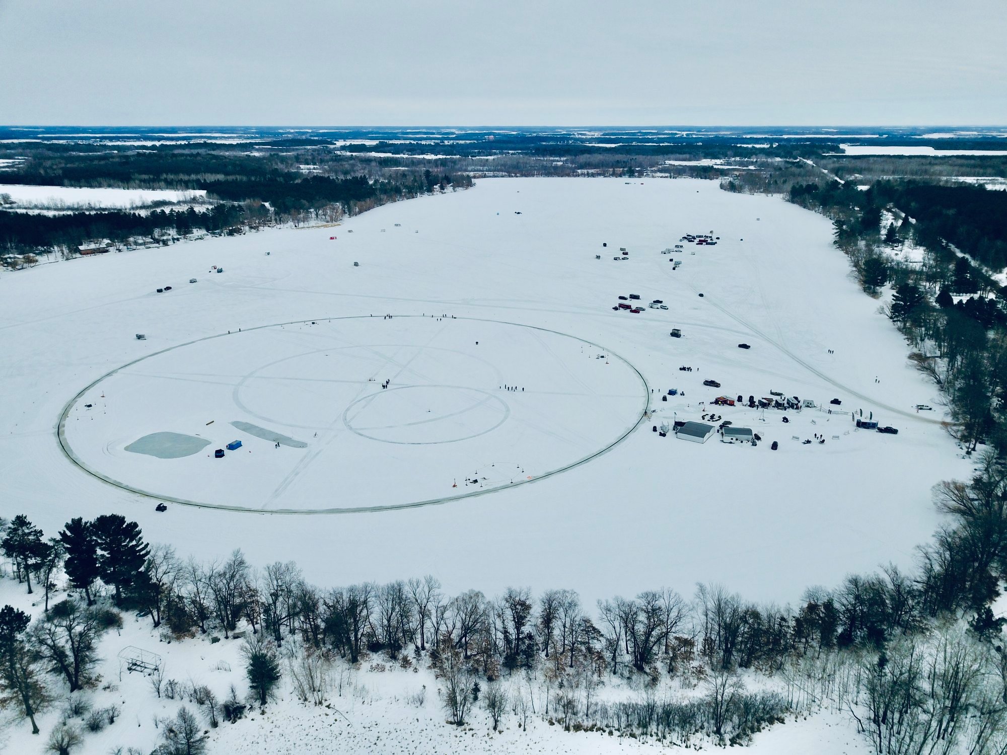 Aerial footage of ice carousel