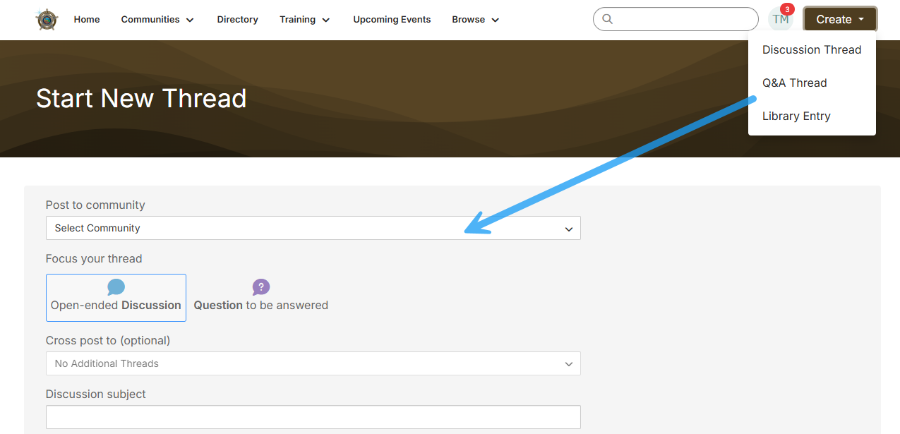 Create a new discussion, question or library entry