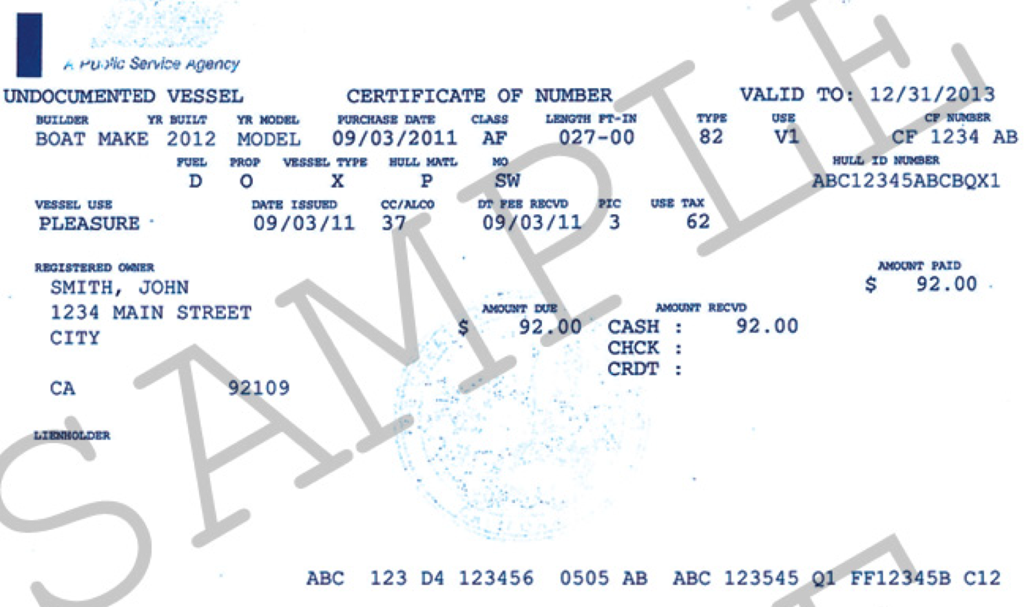 California State Registration Card