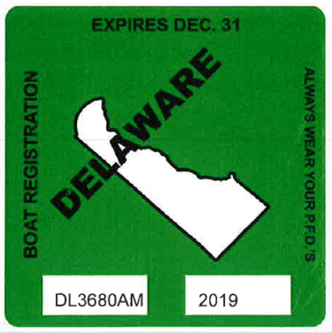 Delaware State Watercraft Decal