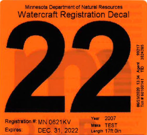 MN Watercraft Decal