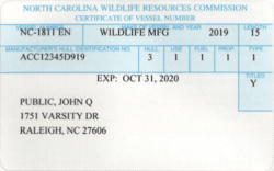 North Carolina State Registration Card