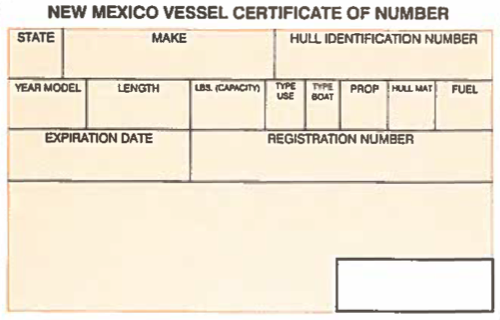 New Mexico State Registration Card