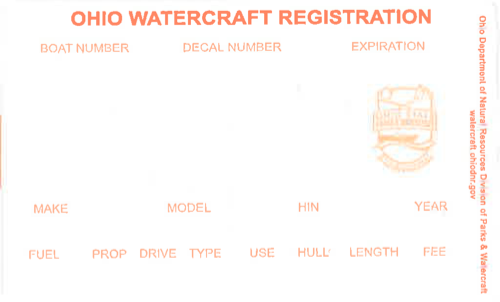 Ohio State Registration Card