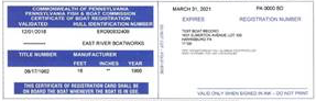 Pennsylvania State Registration Card