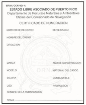 Puerto Rico Registration Card