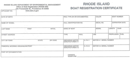 Rhode Island State Registration Card