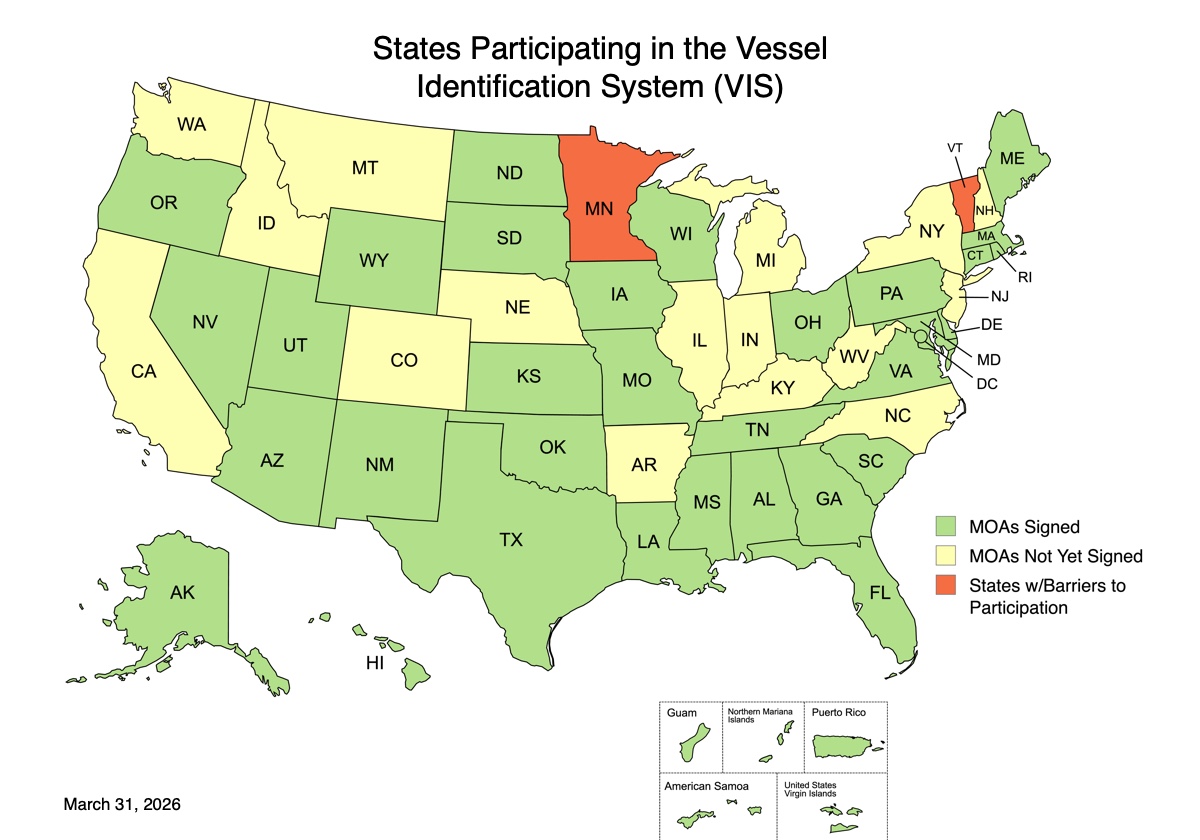 States Participating in the Vessel Identification System (VIS) Map