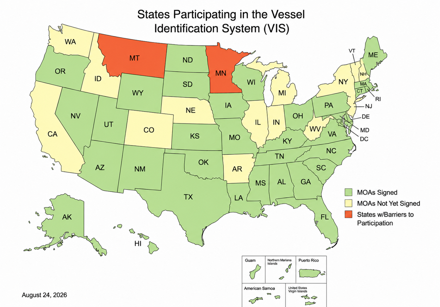 States Participating in the Vessel Identification System (VIS) Map